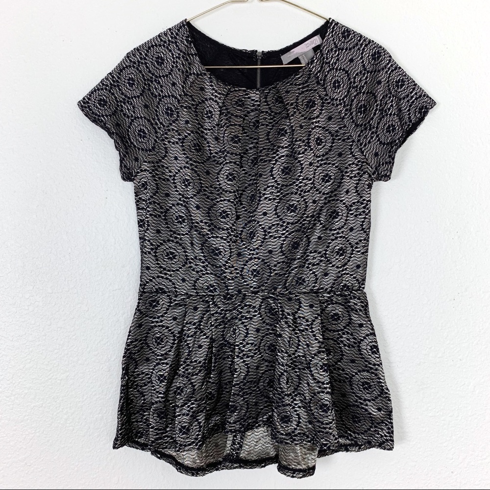 Forever 21 | Black & Gold Metallic Peplum Top